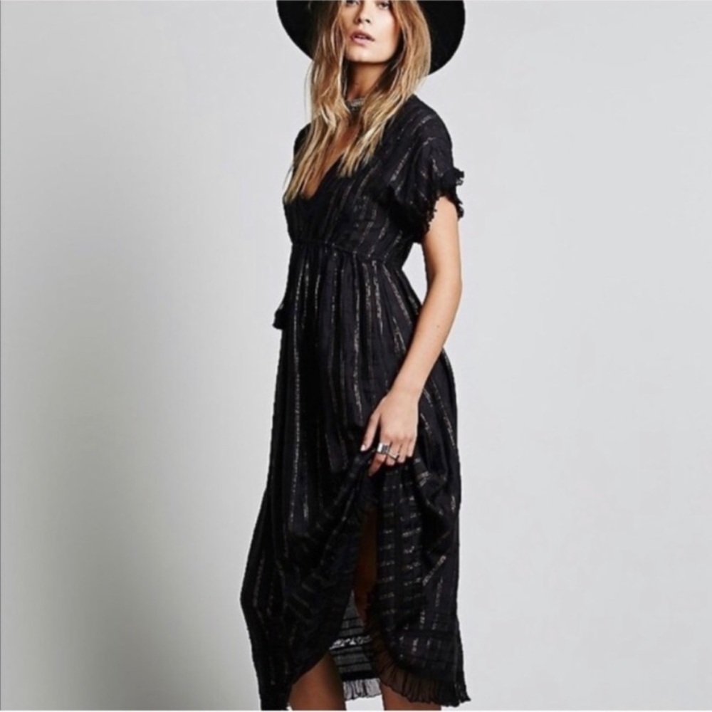 Free People Metallic Rose Gold Bohemian Dress Size S